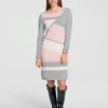 Robe En Tricot Imitation Patchwork Tendance