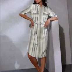 Robe-chemisier En Lin Qualité Tissée