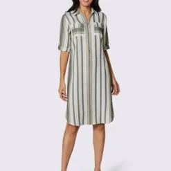 Robe-chemisier En Lin Qualité Tissée -Feminisca Soldes Magasin 007.00F0239047 B07.002