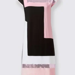 Robe Patchwork Orné De Paillettes Brillantes -Feminisca Soldes Magasin 010.00F0156447 B04.002