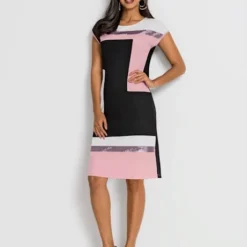 Robe Patchwork Orné De Paillettes Brillantes