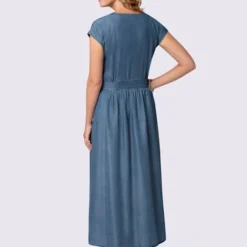 Robe D'été Imitation Jean Col V Et Mancherons -Feminisca Soldes Magasin 018.00F0223141 B02.001