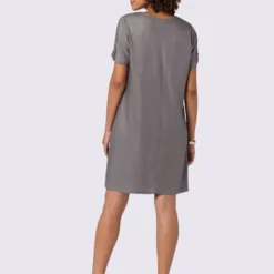 Robe Col V Manches Courtes à Revers Et Brides -Feminisca Soldes Magasin 030.00F0257441 B11.002