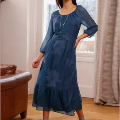 Robe à Effet étagé Manches Raglan 3/4