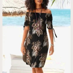 Robe De Plage Robe D'été Dénudée Avec Imprimé