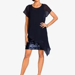 Robe De Cocktail Jupe Devant Avec Paillettes