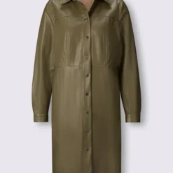 Robe En Imitation Cuir Patte De Boutonnage Pression Sur Toute La Longueur Devant -Feminisca Soldes Magasin 107.00ZUK66646 B11.001