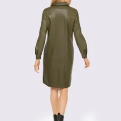 Robe En Imitation Cuir Patte De Boutonnage Pression Sur Toute La Longueur Devant -Feminisca Soldes Magasin 107.00ZUK66646 B12.001