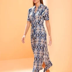 Robe Imprimée Patte De Boutonnage Sur Toute La Longueur