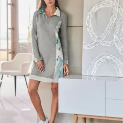 Robe En Matière Sweat Col Camionneur