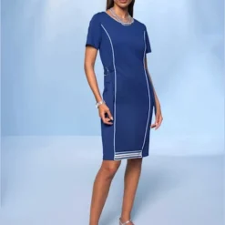 Robe Légère Col Rond Contrasté