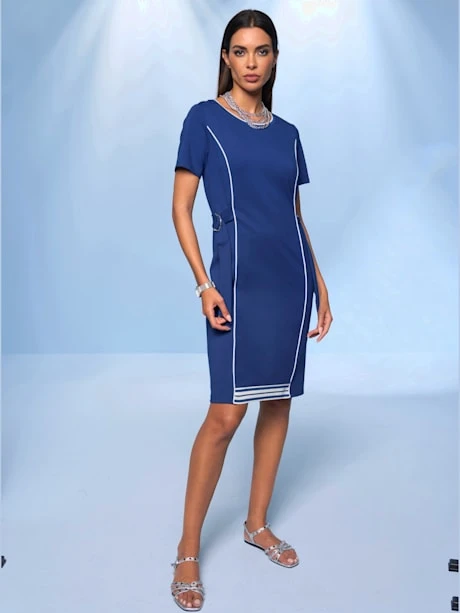 Robe Légère Col Rond Contrasté 1 Robe Légère Col Rond Contrasté