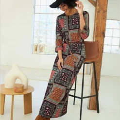 Robe En Jersey Imprimé Patchwork