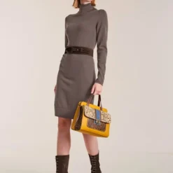 Robe En Tricot à Manches Longues Et Col Roulé