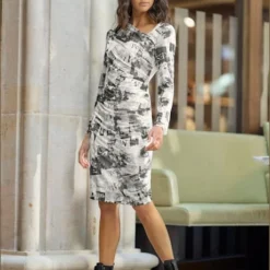 Robe En Maille Qualité Maille Imprimée