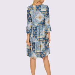 Robe Imprimée Motif Patchwork Moderne -Feminisca Soldes Magasin 159.00ZUK66547 B24.001