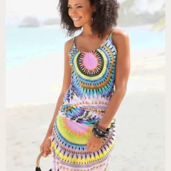 Robe De Plage Encolure Avec Petites Fronces