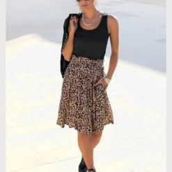 Buffalo Robe En Jersey Robe Léopard Courte Pour L'été