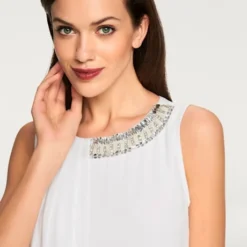 Robe En Mousseline Application Fantaisie à L'encolure -Feminisca Soldes Magasin 462.99EXT64042 A09.051