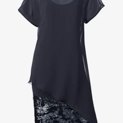 Robe De Cocktail Jupe Devant Avec Paillettes -Feminisca Soldes Magasin 480.99EXT64042 A09.091