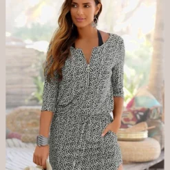 S.Oliver Robe D'été Encolure Avec Glissière Couleur Or