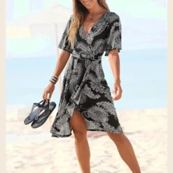 Robe En Jersey Col V Chevauchant