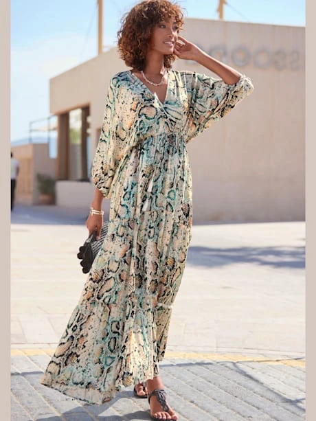 Buffalo Robe Longue Encolure En V Dégagée Devant Et Au Dos