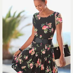 Robe Imprimée Large Encolure