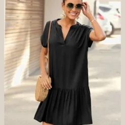 S.Oliver Robe Chemisier Courte à Encolure En V